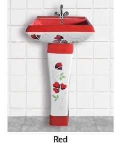 Red Vitrosa 18X18 Inch Pedestal Wash Basin