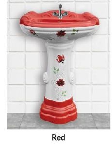 Red Vitrosa Big Sterling Pedestal Wash Basin