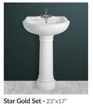 Star Gld Set Plain Pedestal Wash Basin