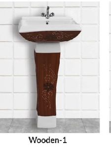 Wooden Vitrosa 18X18 Inch Pedestal Wash Basin