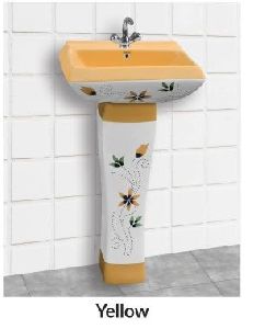 Yellow Vitrosa 18X18 Inch Pedestal Wash Basin