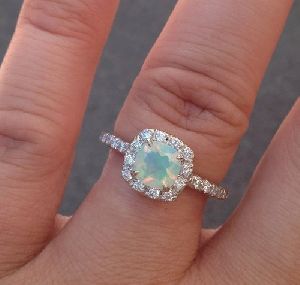 925 Sterling Silver Ethiopian Opal Ring
