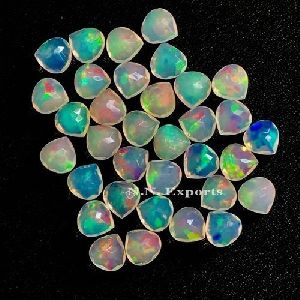 Ethiopian Opal Faceted Heart Gemstone