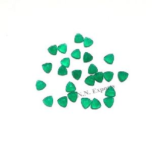 Green Onyx Faceted Trillion Gemstone