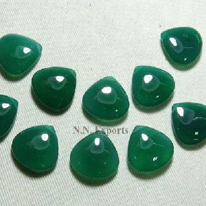 Green Onyx Cabochon Cut Heart Gemstone