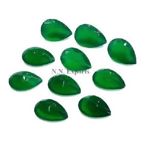 Green Onyx Faceted Pear Gemstone