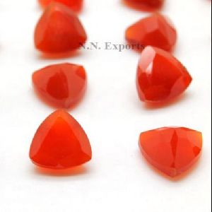 Red Onyx Faceted Trillion Gemstone