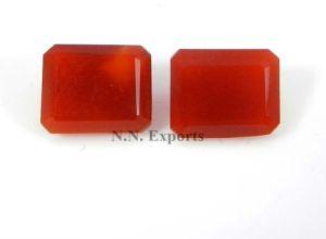 Red Onyx Faceted Octagon Gemstone
