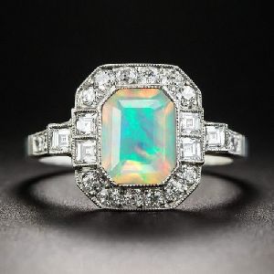 925 Sterling Silver Ethiopian Opal and Zircon Ring