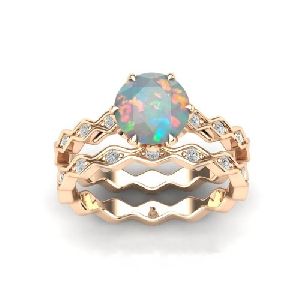 925 Sterling Silver Ethiopian Opal and Zircon Ring