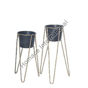 BLACK AND GOLD FLOOR IRON POT STAND FOR OFFICE AND HOME