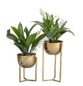 CHEAP AND BEST GOLD FINISHED INDOOR PLANT STAND TABLE TOP PLANTER