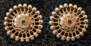 Gold Plated Kundan Moti Ring