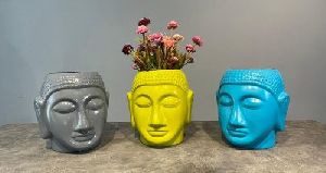 Buddha Face Fiber Flower Pot