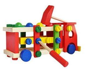 Multicolored Wooden Screw Car