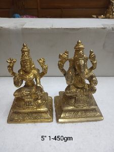 Brass Ganesh Laxmi Statue