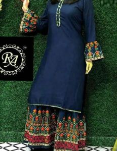 Embroidered Kurti Sharara Set