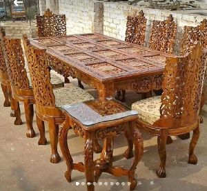 6 Seater Carved Dining Table