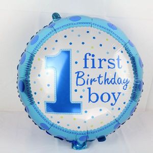 HIPPITY HOP BLUE DOTTED 1ST BIRTHDAY BOY PRINTED FOIL BALLOON 18 INCH PACK OF 1 FOR PARTY DECORATION