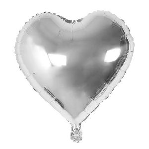 HIPPITY HOP SILVER 18 INCH HEART STAR FOIL BALLOON FOR PARTY DECORATION