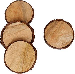 ROUND MANGO WOODEN BARK CAOSTER MADE BY GIFT MART