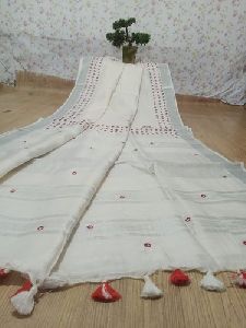 cotton embroidery saree
