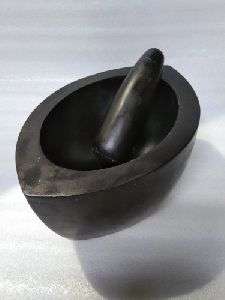 12 Inch Black Narmada Stone Boat Shape Kharal