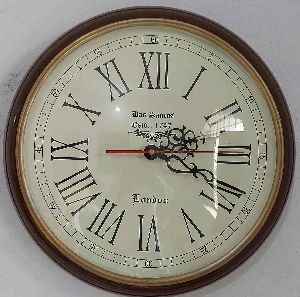 12 Inch Wooden and Brass Vintage Wall Clock