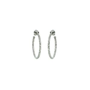 Sterling Silver Diamond Hoop Earring