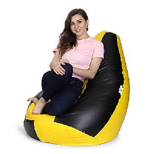 Yellow and Black Beans Filled Funky Bean Bag with Footstool