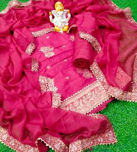 Uppada Silk Unstitched Suit Material