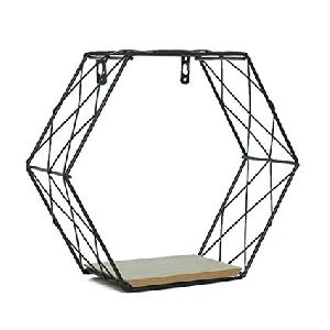 Geometric Hexagon Wall Wire Shelf