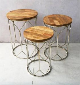 Wooden Top Round Stool