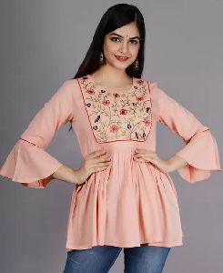 Embroidered Ladies Light Pink Fancy Top