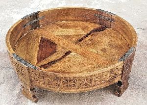 Solid Wooden Antique Decorative Chakki Table