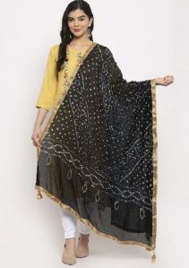 Black Gotta Patti Bandhani Dupatta