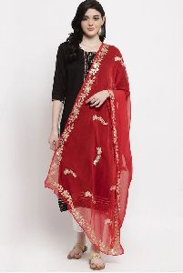 Red Gotta Patti Chiffon Dupatta