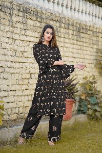 Black & Golden Printed Kurtis With Palazzo