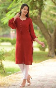 Maroon Front Button Kurti