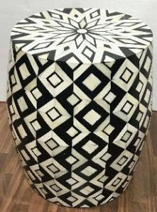 Bone inlay side table b/w