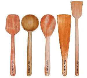 Neem Wood 100% Eco Friendly Set of 5 for Cooking Serving Spatula