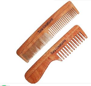 Neem Wood Set of 2 Wide Tooth & Dual Tooth Comb