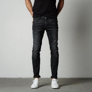 Men Black Faded Denim Jeans