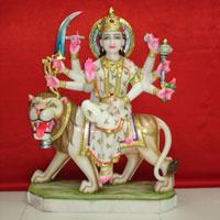 Multicolor Marble Durga Statue