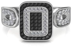 0.60 Ct. Black And White Diamond Wedding Ring In 14k White Gold