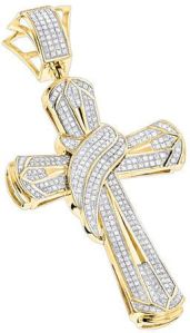 1.00 Ct. Hip Hop Cross Pendant In 14k Yellow Gold For Christmas Gift