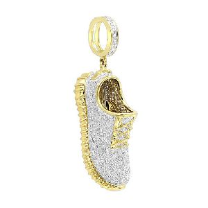 1.13 Ct. White Diamond Shoe Pendant For Men's In 14k Yellow Gold