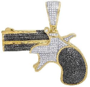 2.00 Ct. Black And White Diamond Hip Hop Pendant In 14k Yellow Gold