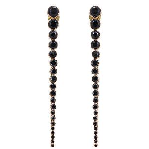 2.30 Ct. Natural Black Diamonds Earrings In 14k Yellow Gold For Women's