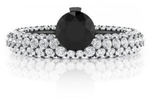 3.00 Ct. Black And White Diamond Ring In 14k White Gold For Women's